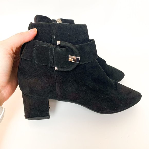 Aquatalia Phiona black suede buckle pointy boot 7.5 - Picture 2 of 10